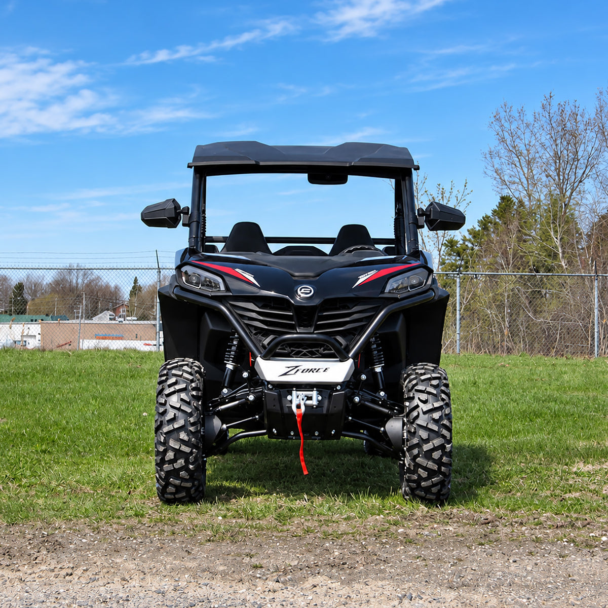 Front view of CFMOTO ZForce 800 Trail G2 with PERFEX 1.5" Lift Kit.