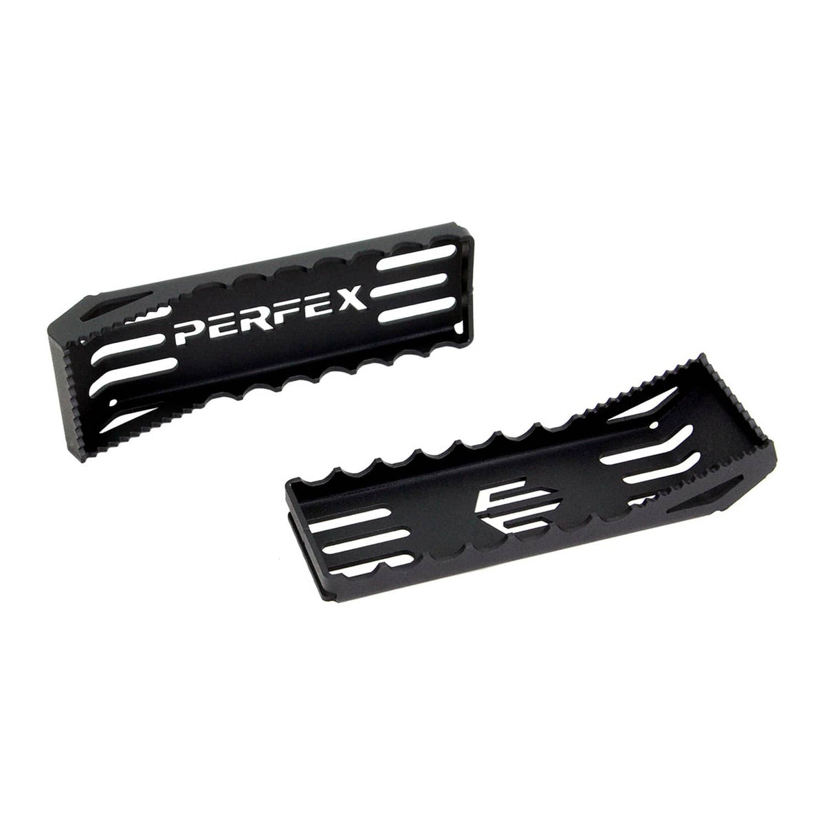 PERFEX oversized ATV foot pegs for Can-Am Outlander G2 650, 800, 850 and 1000R (2012-2024), 3-inch wide platform for enhanced grip and stability, shown on white background.