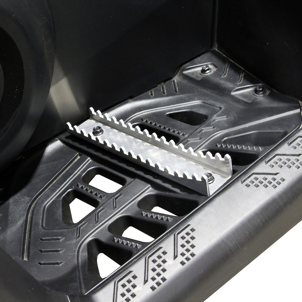 PERFEX left ATV foot peg installed on a Can-Am Outlander MAX G3 1000R DPS, showing robust 1/8-inch aluminum construction and perfect fit.