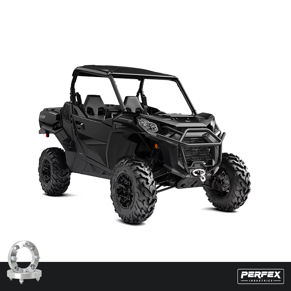PERFEX Can-Am Commander 700 and 1000R UTVs with 4x136 aluminum wheel spacers installed, improving stance and off-road stability.