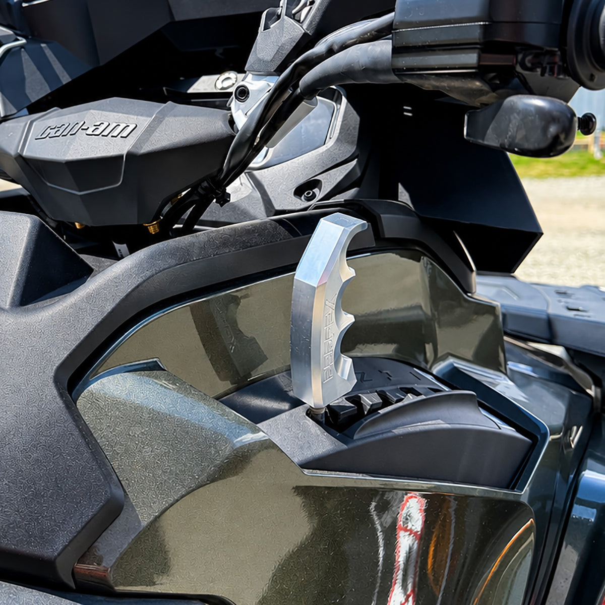 PERFEX billet aluminum shift knob installed on Can-Am Outlander Max 6x6 G2 XT 1000R ATV.