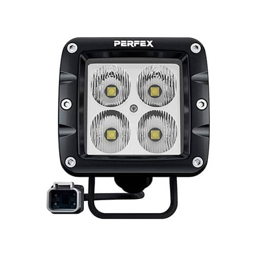 Perfex pod lights, designed for ATV, UTV, or Side by Side vehicles, showcased in superior quality against a white background.