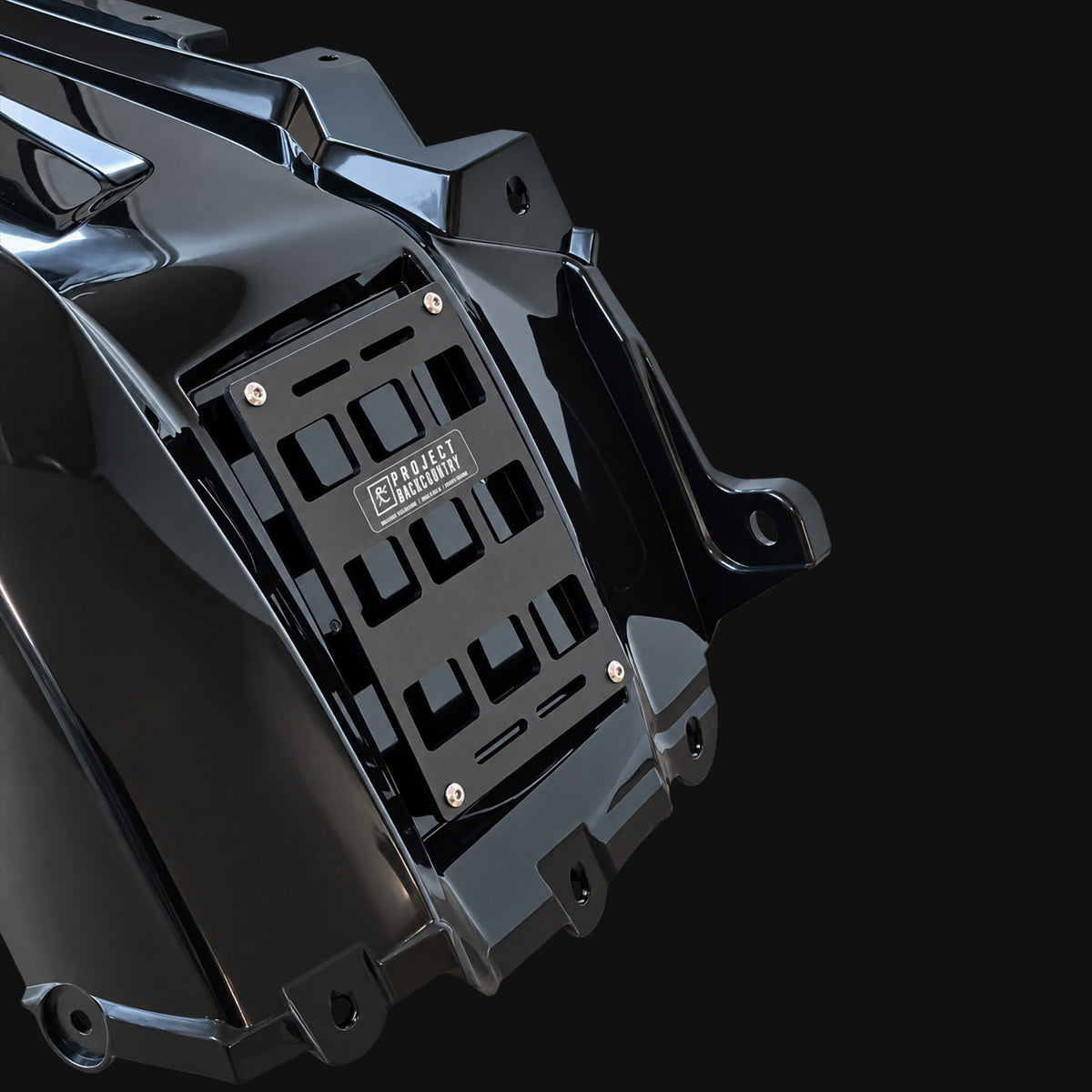 Honda FourTrax Rancher 420 left front fender with Project Backcountry Modular FenderLink for MOLLE utility storage.