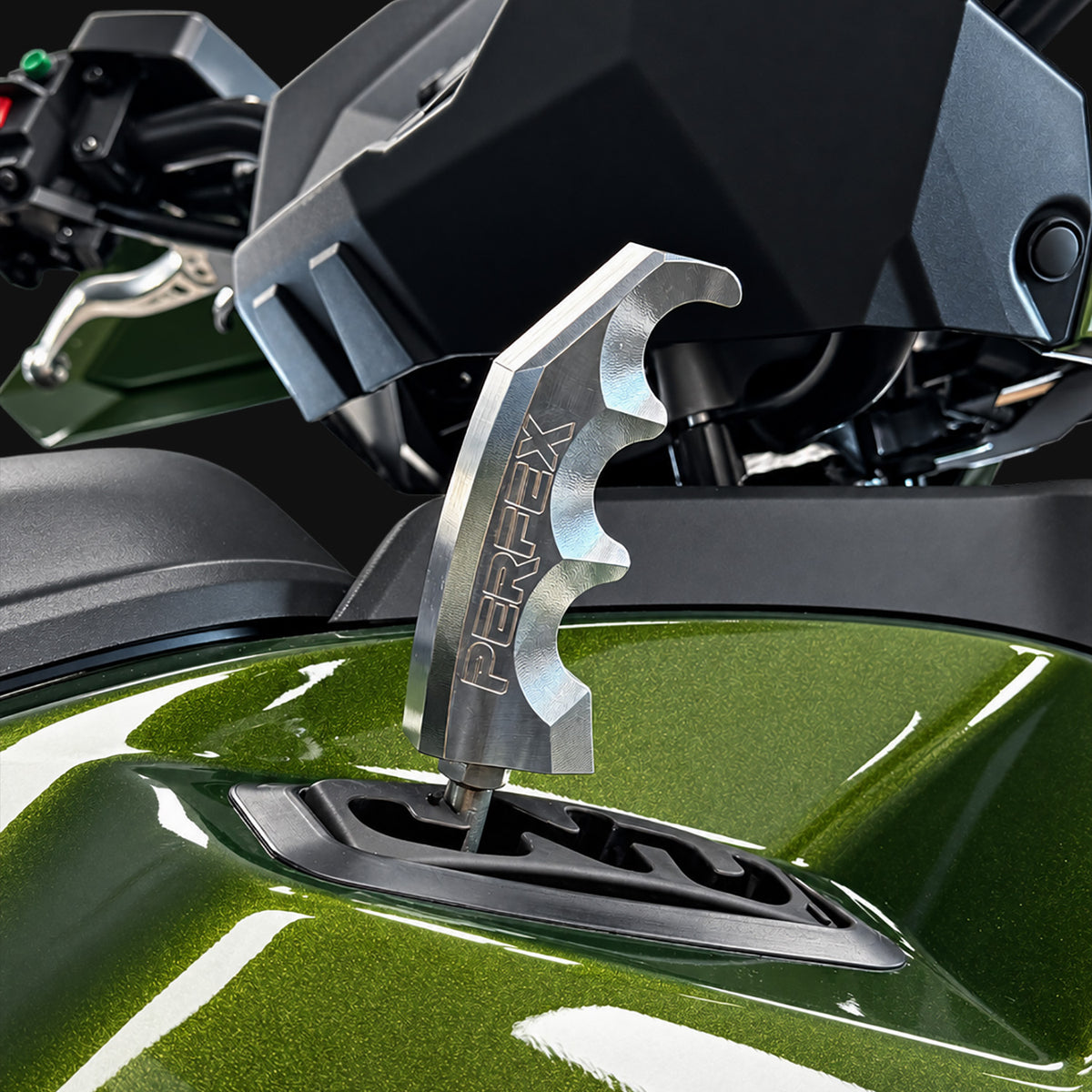 PERFEX gear shift knob for Kawasaki Brute Force 650 and 750 installed on factory shifter.