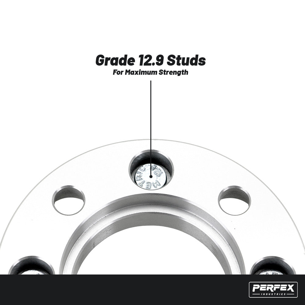 PERFEX 4x110 ATV and UTV wheel spacers with grade 12.9 wheel studs, built for maximum strength and secure installation in demanding off-road conditions.