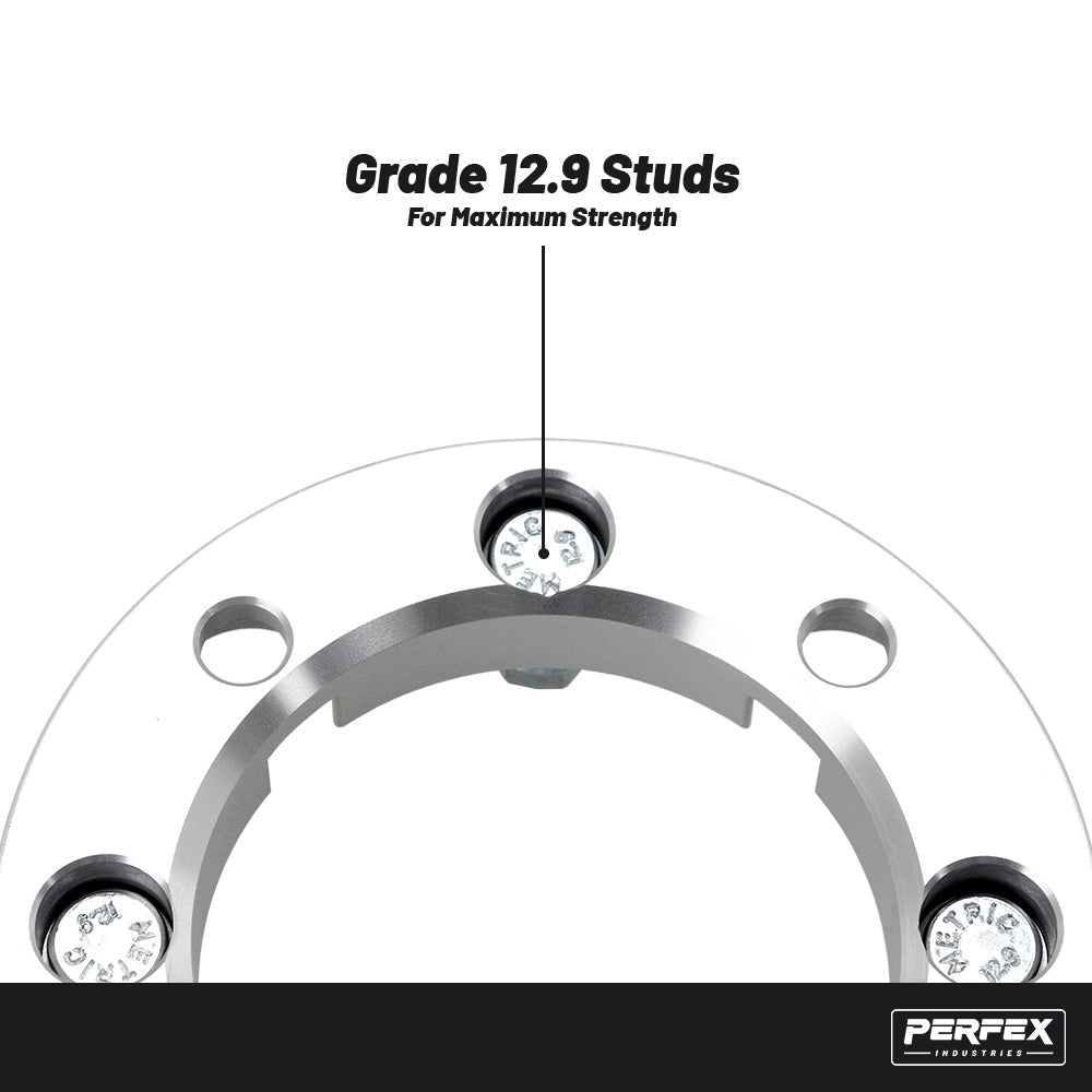 PERFEX 4x156 ATV and UTV wheel spacers with grade 12.9 wheel studs, built for maximum strength and secure installation in demanding off-road conditions.