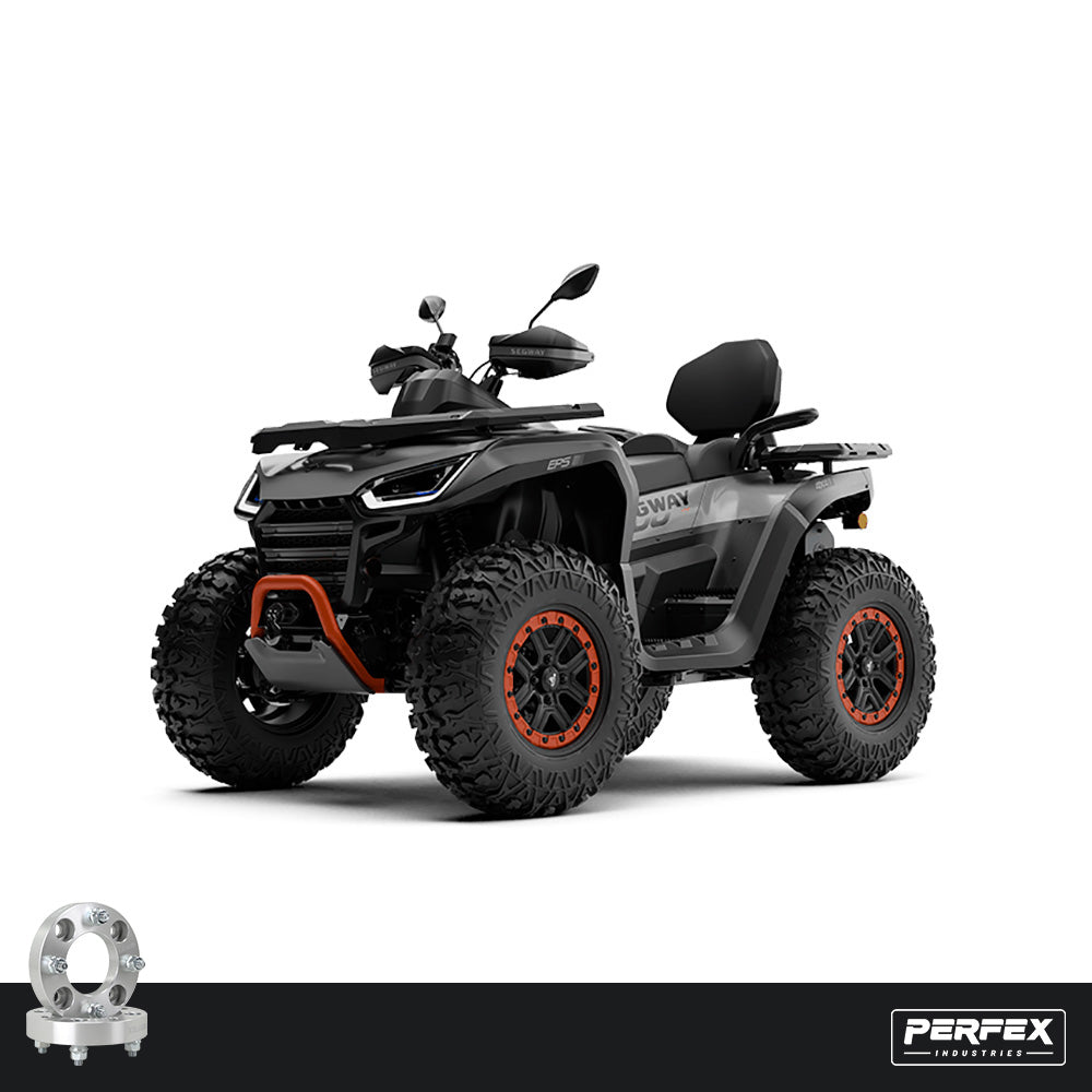 PERFEX™ aluminum wheel spacers for Segway Snarler AT5, AT6, and AT10 ATVs. High-quality 6061-T6 aluminum with 4x110 bolt pattern, M12-1.25 studs and customizable thickness options.