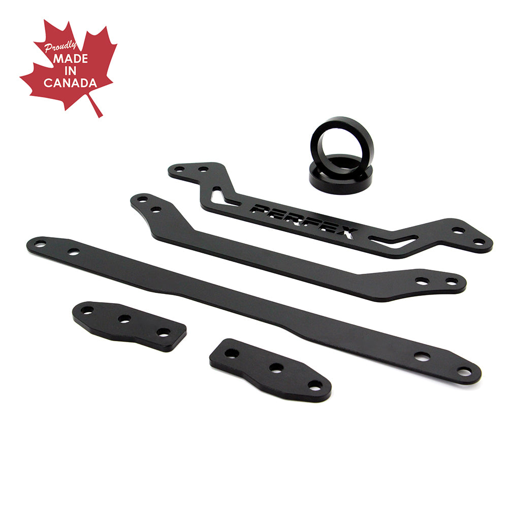 Canadian-made components of the PERFEX 2-inch lift kit for Yamaha Kodiak 450.