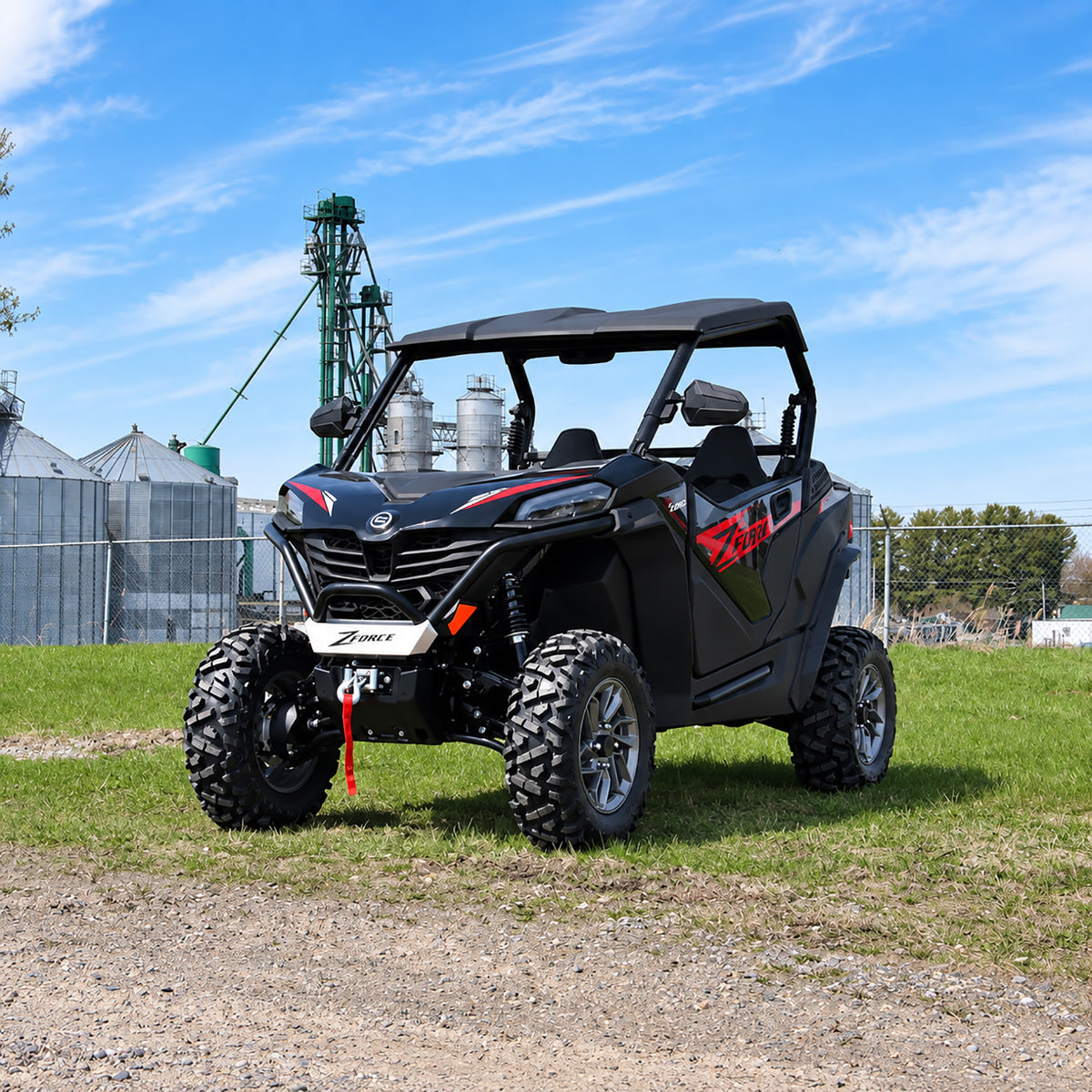 Lifted CFMOTO ZForce 800 Trail G2 equipped with PERFEX 1.5-inch UTV Lift Kit.