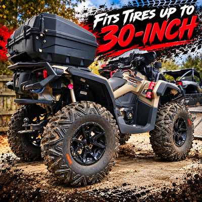 Can-Am Outlander X MR 1000R with PERFEX 2-inch lift kit and 30-inch off-road tires for increased ground clearance.