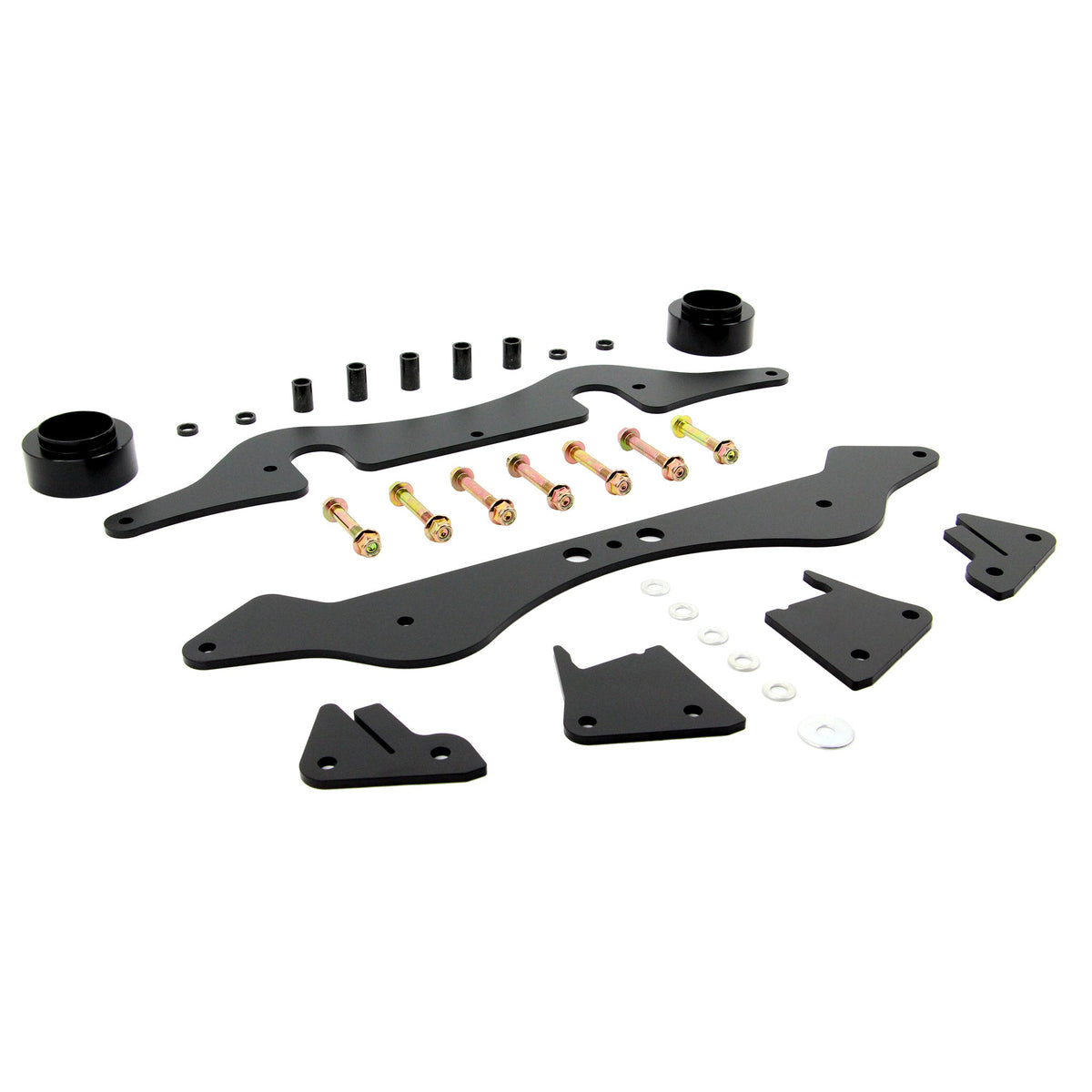 Angled view of PERFEX 2.5" lift kit for Polaris RZR Trail S 900/1000.