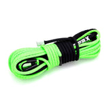 PERFEX Industries Synthetic Winch Rope Replacement for ATV, showcasing a 3/16" x 50ft long synthetic cable in a striking lime green, set against a pure white background. This high-strength, lightweight rope is designed for optimal performance and durability, featuring exceptional resistance to wear and abrasion, perfect for ATV recovery operations.