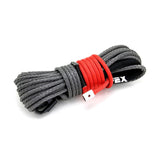 PERFEX Industries presents its Synthetic Winch Rope Replacement for ATV, a robust 3/16" x 50ft long synthetic cable in a sleek charcoal gray, displayed against a stark white background. This premium-quality, lightweight rope is engineered for maximum durability and performance, offering unparalleled abrasion resistance and reliability for ATV enthusiasts.