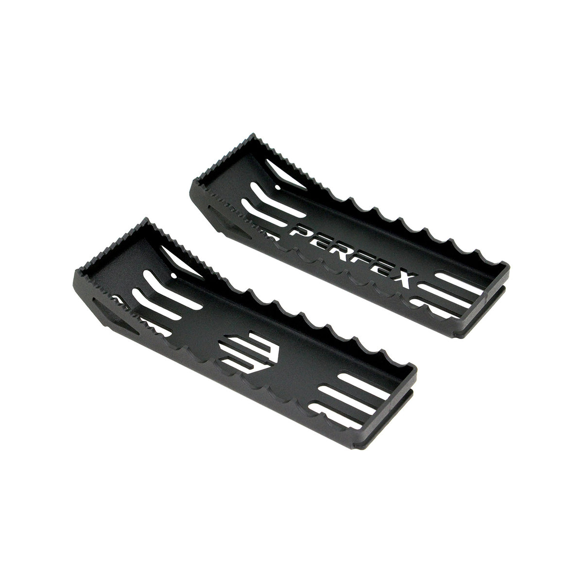 Can-Am Outlander G2 650-1000R oversized ATV foot pegs by PERFEX, designed for superior stability and control, presented on white background.