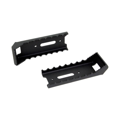 PERFEX oversized ATV foot pegs for Honda Foreman and Rubicon 500/520, featuring a 3-inch wide platform for enhanced traction and control, shown on white background.