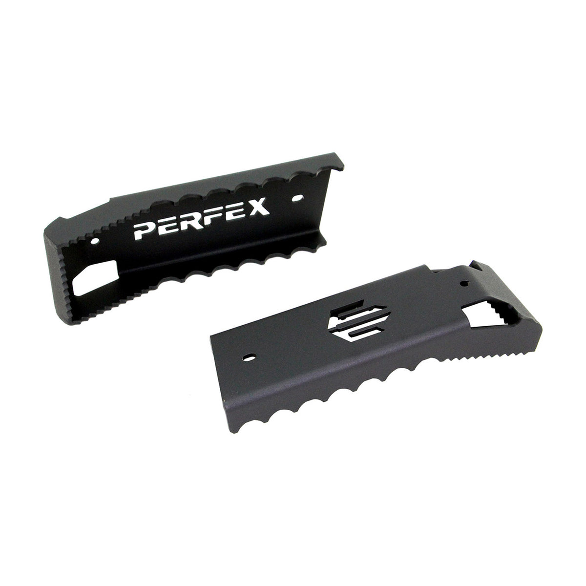 Durable PERFEX oversized ATV foot pegs for Can-Am Outlander G3 850 and 1000R models (also compatible with Can-Am Outlander G3L 500, 700 and PRO), designed for superior stability and grip, displayed on clean white background.