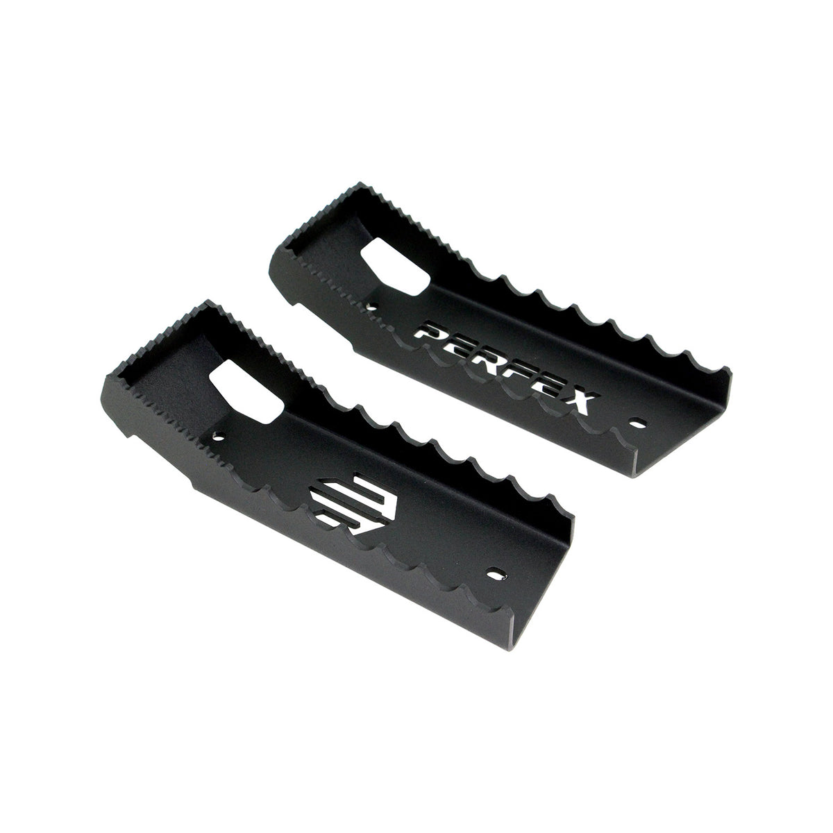 Can-Am Outlander G3 850/1000R (2025+) and Can-Am Outlander G3L 500/700/PRO (2023+) oversized ATV foot pegs by PERFEX, offering unmatched control and comfort, presented on white background.