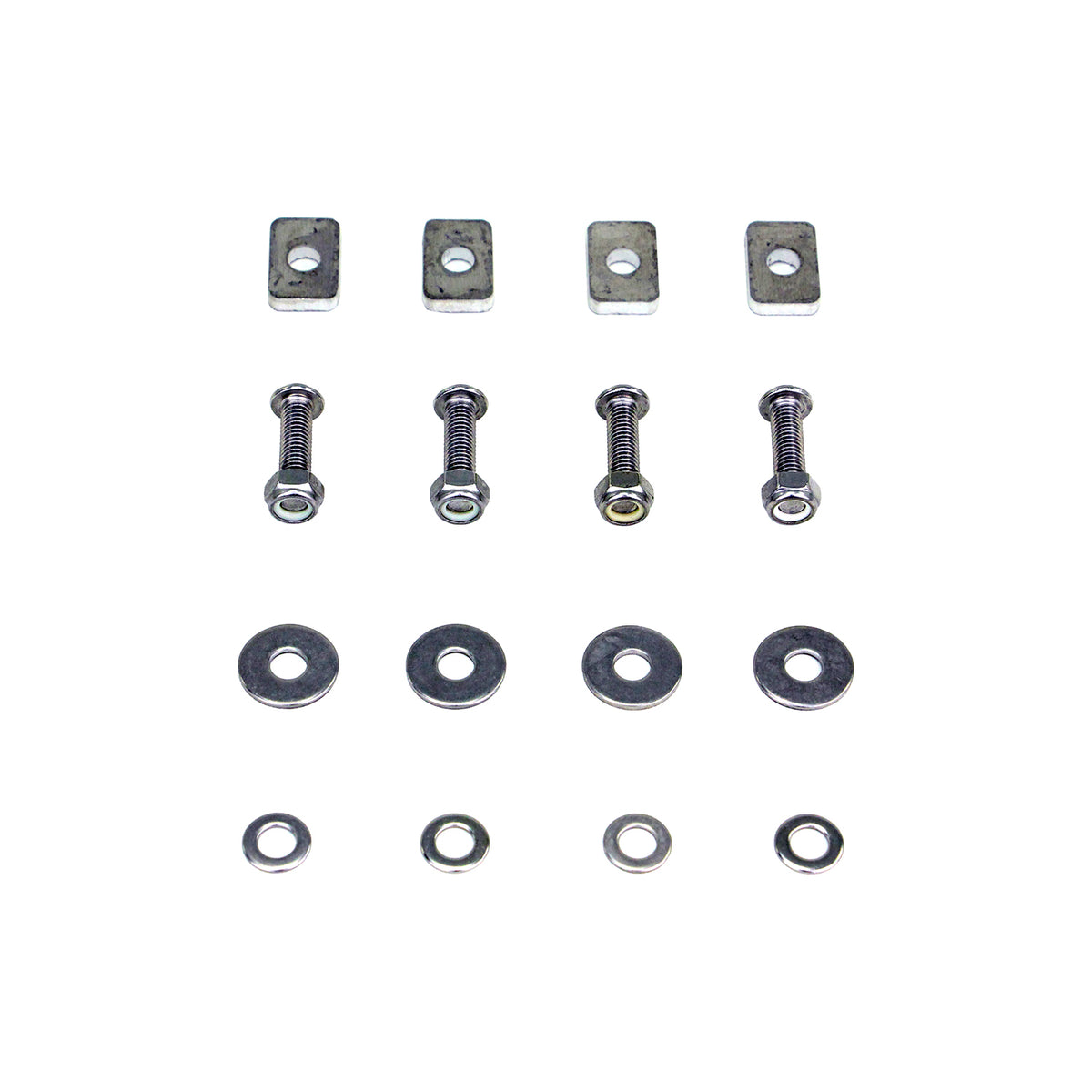 Stainless steel hardware included with PERFEX oversized foot pegs for Kawasaki Brute Force 650/750, ensuring secure and easy installation.