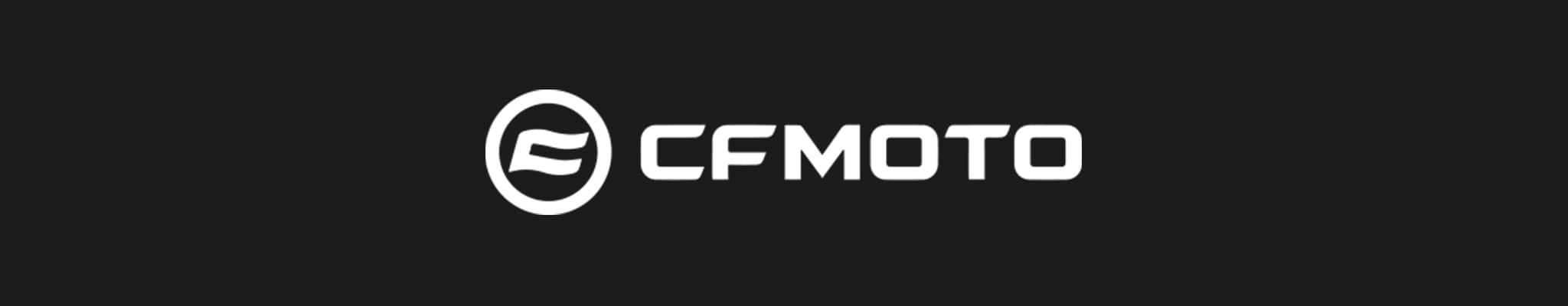 The CFMoto logo in white on a black background, featured alongside the text on the Perfex website.