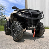 Side view of a 2024 Can-Am Outlander 700 equipped with PERFEX Industries' aluminum complete protection kit. This ATV is built to last for off-road adventures.