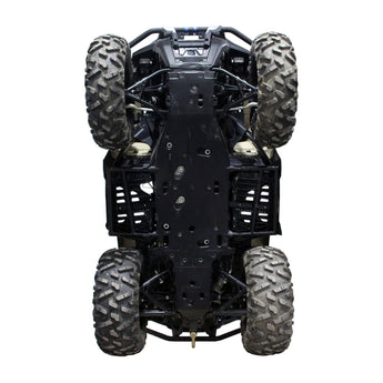 Underside view of a Can-Am Outlander 700 PRO model on a white background, highlighting the original poor protection. This ATV lacks adequate protection.