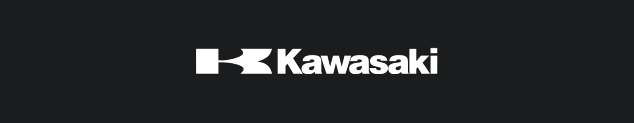The Kawasaki logo in white on a black background, featured alongside the text on the Perfex website.