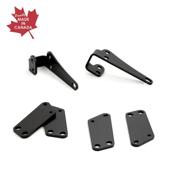 Robust lift-kit set for Suzuki ATV, shown from the front, emphasizing the durability and high-quality components, including the Canadian-made bracket, for an optimal off-road experience.