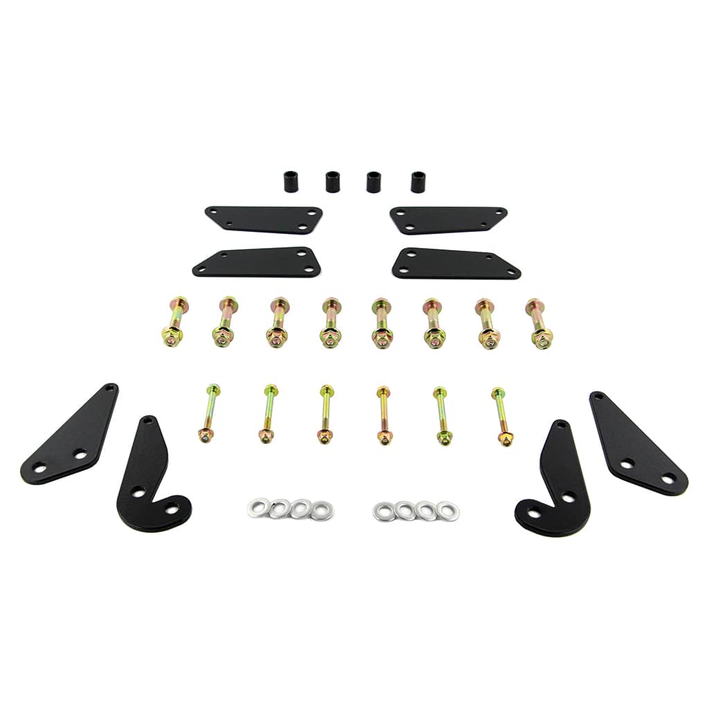 Front view of our lift-kit set for Arctic Cat UTV, showcasing all included parts for an off-road experience. Made with durable materials for reliable performance on and off the road.
