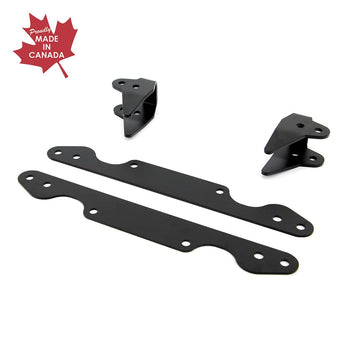 Robust lift-kit set for Polaris ATV, shown from the front, emphasizing the durability and high-quality components, including the Canadian-made bracket, for an optimal off-road experience