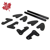 Robust lift-kit set for Polaris Ranger XP 1000 & Crew UTV, shown from the front, emphasizing the durability and high-quality components, including the Canadian-made bracket, for an optimal off-road experience, brought to you by PERFEX.