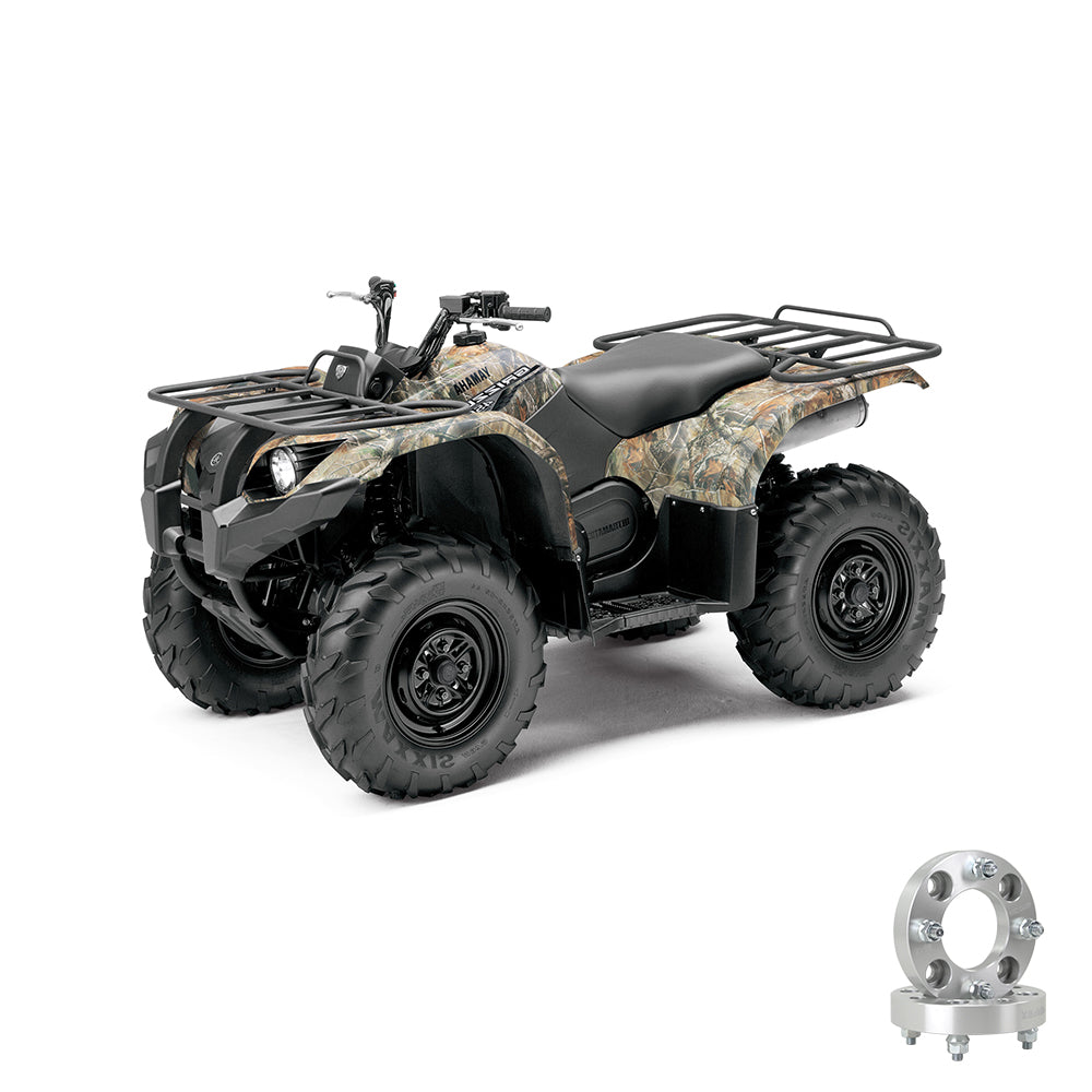 PERFEX™ aluminum wheel spacers for Yamaha Grizzly 350, 400, and 450. High-performance 6061-T6 aluminum spacers with 4x110 bolt pattern and M10-1.25 studs.