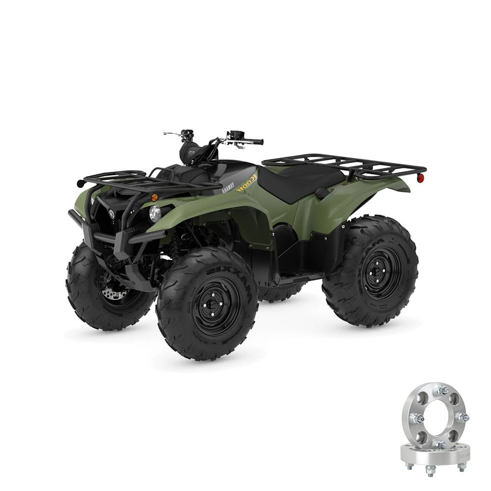 PERFEX™ aluminum wheel spacers for Yamaha Kodiak 400, 450, and 700. High-quality 6061-T6 aluminum with 4x110 bolt pattern and M10-1.25 studs, engineered for off-road performance.