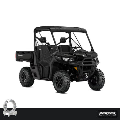 PERFEX Can-Am Defender HD5, HD7, HD8, HD9, and HD10 UTVs with 4x136 aluminum wheel spacers installed, improving stance and off-road stability.
