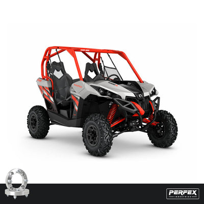 PERFEX Can-Am Maverick 1000R UTV with 4x136 aluminum wheel spacers installed, improving stance and off-road stability.