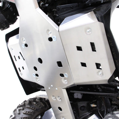 PERFEX aluminum left footwell skid plate protecting the rider foot area on a Can-Am Outlander MAX 6x6 450 G2L ATV