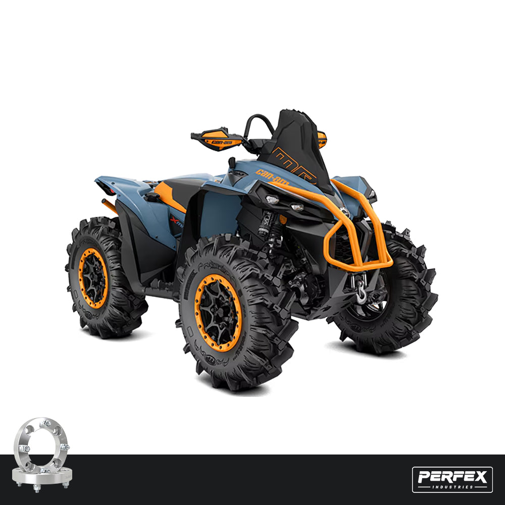 PERFEX Can-Am Renegade G1S and G2S ATVs with 4x136 aluminum wheel spacers installed, improving stance and off-road stability.