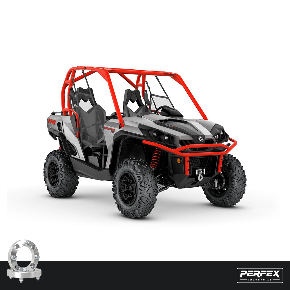 PERFEX Can-Am Commander 800 and 1000 UTVs with 4x136 aluminum wheel spacers installed, improving stance and off-road stability.