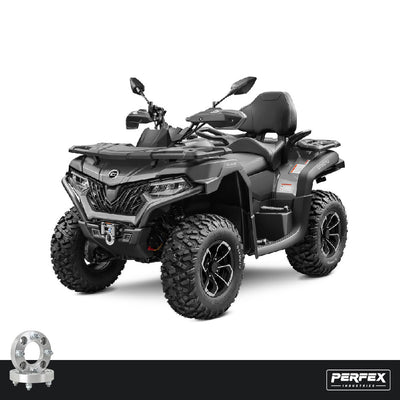 PERFEX aluminum wheel spacers for CFMoto CForce 600 and 600 Touring ATVs. High-quality 6061-T6 aluminum with 4x110 bolt pattern, M10-1.25 studs and customizable thickness options.