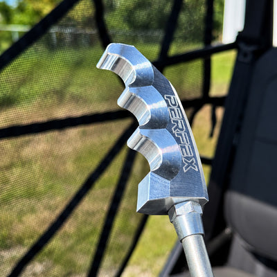 Close-up of PERFEX aluminum shifter knob installed on CFMOTO UForce 800 XL.