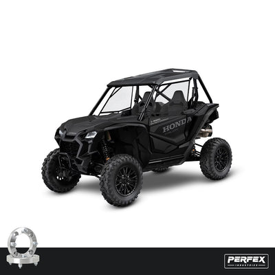 PERFEX aluminum wheel spacers for Honda Talon 1000X and 1000R UTVs. High-performance 6061-T6 aluminum spacers with 4x136 bolt pattern, M12-1.50 studs, and customizable thickness.