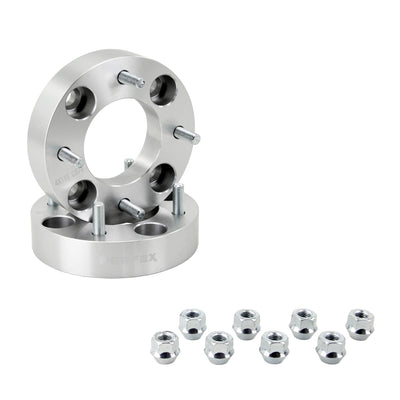 PERFEX aluminum wheel spacers (sold in pairs), 4x110 bolt pattern, 1.25-inch thick (31.75mm), with included lug nuts. Compatible with most Honda, Suzuki, Yamaha ATVs, CFMoto CForce/UForce/ZForce, and all Segway models.