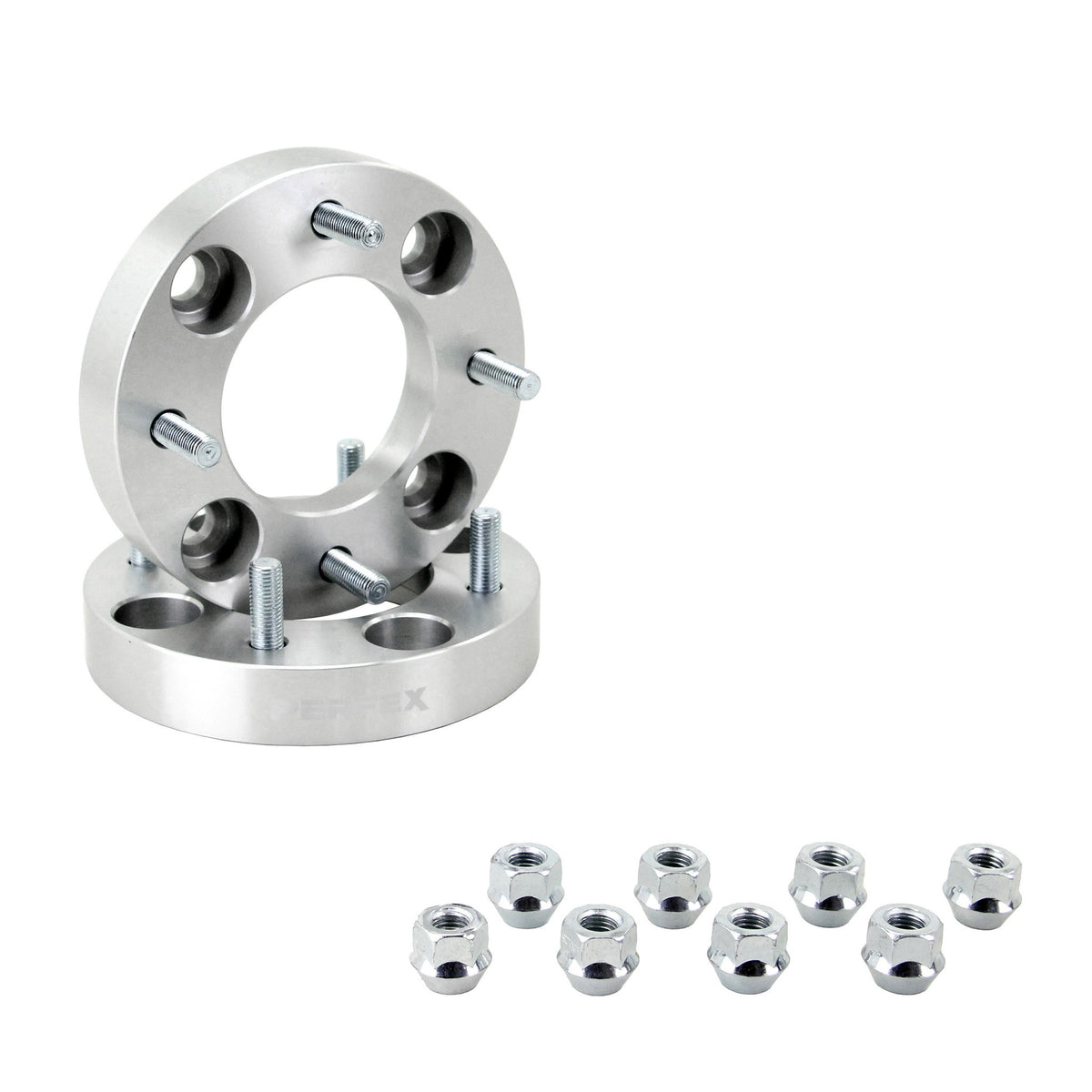 PERFEX aluminum wheel spacers (sold in pairs), 4x115 bolt pattern, 1-inch thick (25.4mm), with included lug nuts. Fits all Arctic Cat ATVs, UTVs, and side-by-sides, including Prowler, Prowler HDX, Wildcat Trail/Sport 700, and Wildcat 1000. Not compatible with Wildcat XX.