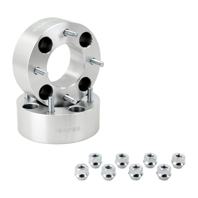 PERFEX aluminum wheel spacers (sold in pairs), 4x115 bolt pattern, 2-inch thick (50.8mm), with included lug nuts. Fits all Arctic Cat ATVs, UTVs, and side-by-sides, including Prowler, Prowler HDX, Wildcat Trail/Sport 700, and Wildcat 1000. Not compatible with Wildcat XX.