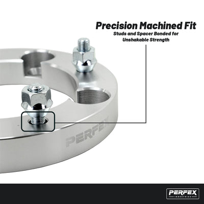 PERFEX 4x136 ATV and UTV wheel spacers with precision machined fit and bonded wheel studs, designed for maximum strength and secure installation.