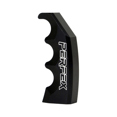 Black PERFEX 6061-T6 billet aluminum shifter knob for Yamaha Grizzly and Kodiak.