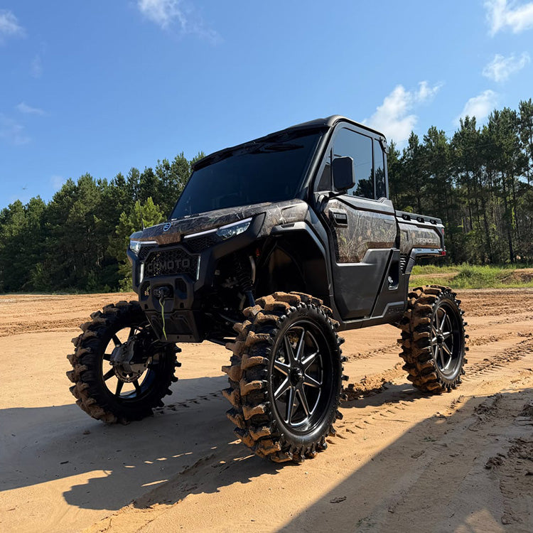 CFMoto UForce U10 Pro in Louisiana, USA with PERFEX 2.5-inch lift kit, 6-inch portals with 45% gear reduction, and 37-inch tires on 24-inch wheels.
