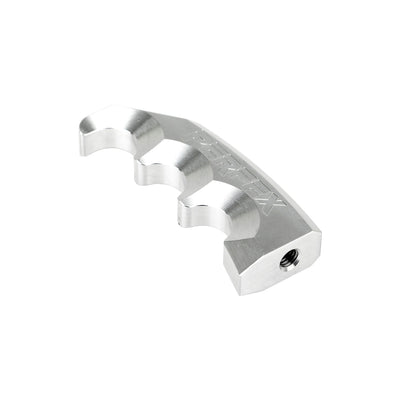 Raw aluminum PERFEX ATV gear shift knob with M8-1.25 thread mount.