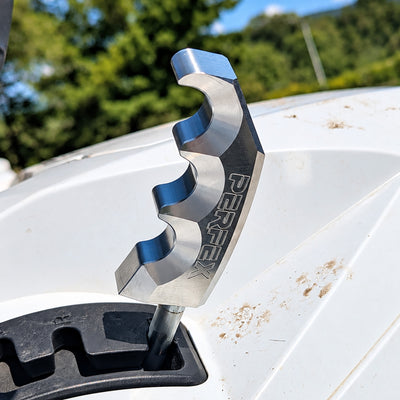 PERFEX billet aluminum shift knob installed on Yamaha Grizzly 700 ATV.