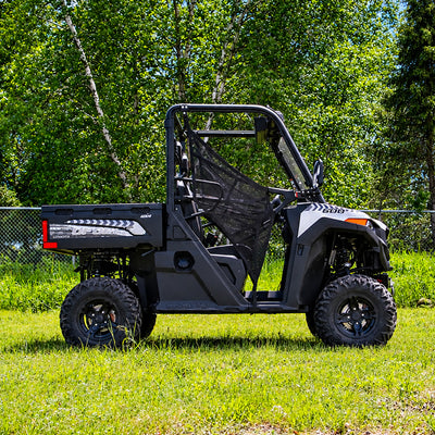 Side view of a CFMOTO UForce 600 with the PERFEX 2-inch lift kit installed.