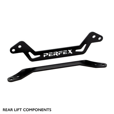 Rear components of the PERFEX 2-inch lift kit for Yamaha Kodiak 450.